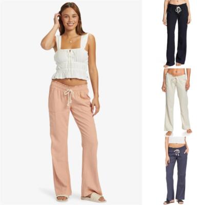 Roxy Oceanside Damen Leinenhose Sommer Hose Freizeithose