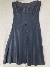 Nicole Miller Dress Sz 8 Black Sheath Strapless Short Evening Satin Corset Back