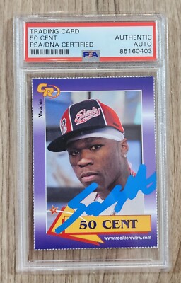 Curtis 50 Cent Jackson Signed 2003 Celebrity Review Rookie Card #10 Rap Auto PSA