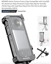 NEEWER Action Camera Frame Cage Compatible with Insta360 X3, Aluminum Alloy