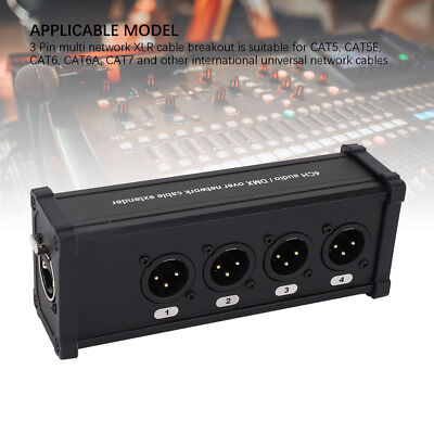 Multi Network XLR Cable Breakout 4 Channel 3 Pin Over RJ45 Ethercon Extender CHU