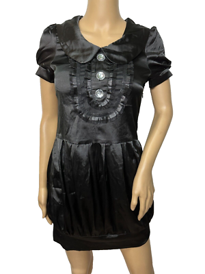 Maple Black Stain Short Sleeve Ruffle Peplum Hem Mini Dress Size XS | eBay