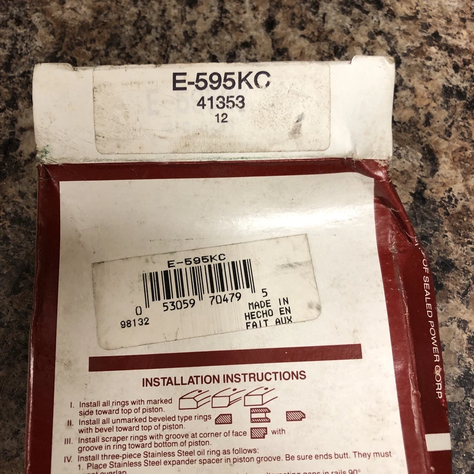 Anéis de pistão NOS Sealed Power E-595KC para Mazda 626, B2000 1982-84 F+S - Imagem 2 de 3