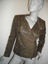 New + Tags * Muubaa * Grey Heather Lambs Leather Biker Jacket Size 10 Rrp £389