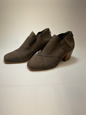 Eileen Fisher Womens Ember Leather Block Heel Ankle Taupe Boots Sz 9.5