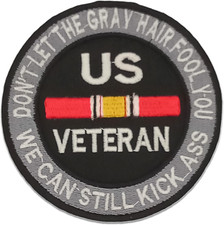 IND Sturgis LLCUS Veteran Don'T Let the Gray Hair Fool You Iron on Sew on Small 