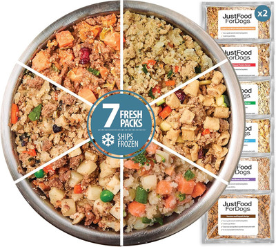 JustFoodForDogs Frozen Fresh Dog Food Sampler Human Grade Dog Food Variety Box,