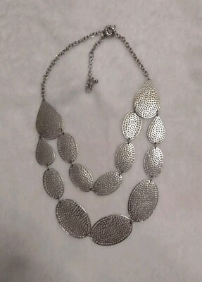 Bancroft Two Layer Silver Tone Oval Shape Adjustable Necklace