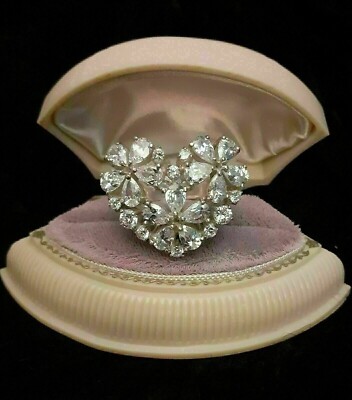 14K White Gold Plated Pear Lab-Created Diamond Women's Wedding Heart Shape Ring