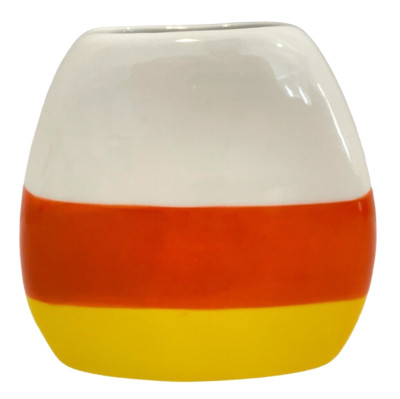 New 4'' Halloween Candy Corn Ceramic Vase Make Up Brush Pen Holder