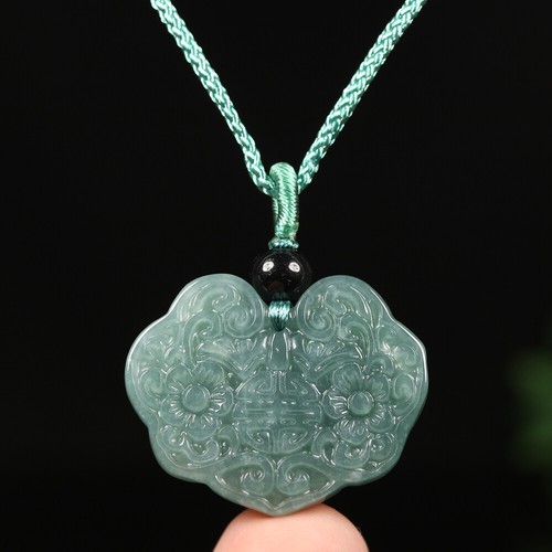 Certified Grade A Oil Green Natural Icy Jadeite Jade Pendant Flower Amulet N0800 - Foto 2 di 12