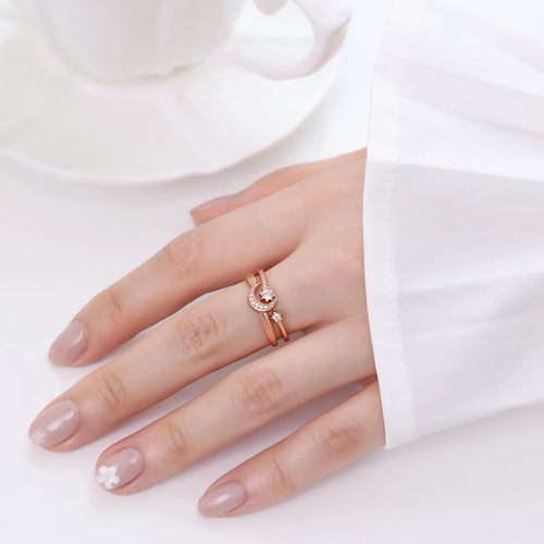 Celestial Moon and Star Ring Set Matching Promise Ring Gold Plated Stackable Rin - Picture 9 of 12