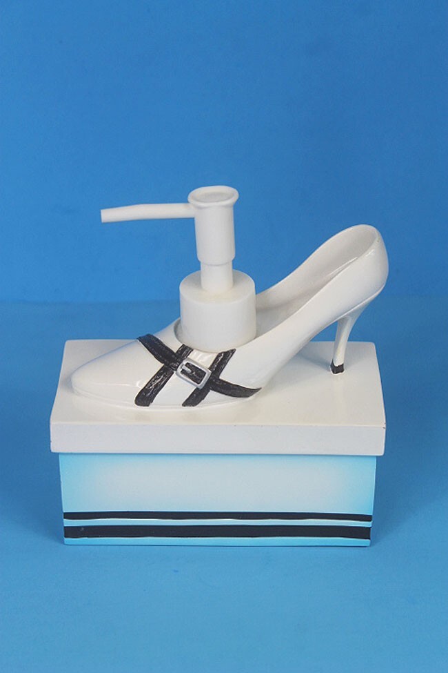 Heeled Shoes Lotion & Soap Decorative Pump Dispenser Blue White & Brown