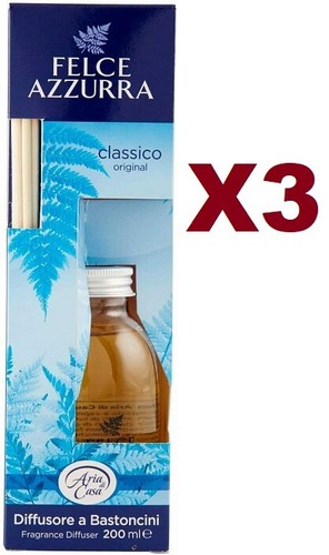3 PZ FELCE AZZURRA DIFFUSORE A BASTONCINI CLASSICO 200ML DEODORANTE AMBIENTE  | eBay