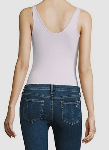 $185 ATM Women's White Ribbed Sleeveless V-Neck Tank One Piece Bodysuit Size XL - Picture 2 of 4