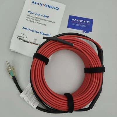 MAXKOSKO 120V Pipe Heat Cable for Water Pipe Freeze Protection, Pipe Heating