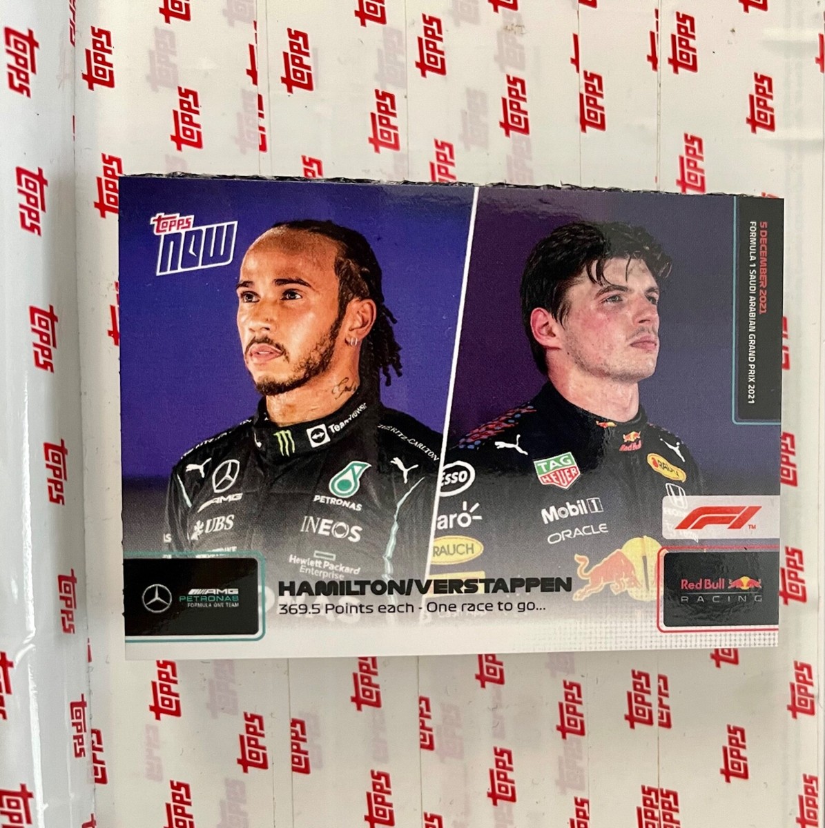 Lewis Hamilton Max Verstappen 2021 Topps Now Formula F1 Card 78 One Race  to Go