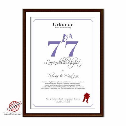 Hochzeitstag Geschenk Urkunde 1-80 Hochzeitstag Ehejubiläum wählbar - Bild 545 von 567