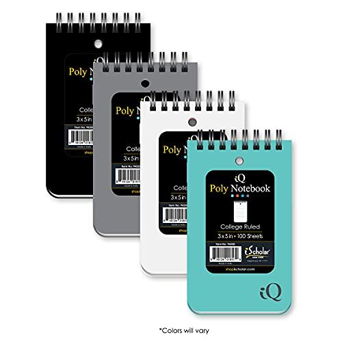 Double Wire Poly Memo Book, 3 x 5", Top Open, Color will Vary 3 x 5