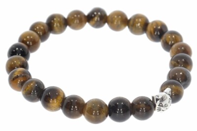  Tigerauge Kugel 8mm Stretch Armband & Katze - individuelle Größe AB506