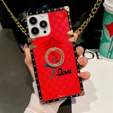 Flower Rose Checkered Shockproof Case For iPhone 14 13 12 11 8 7 XS XR
