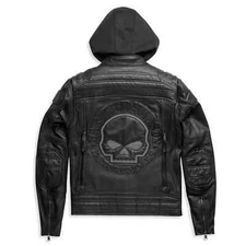 Men's Auroral II 3-in-1 H-D Reflective Skull Leather Motorcycle Jacket