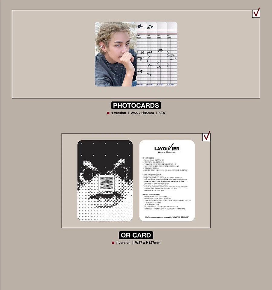 BTS V LAYOVER Album WEVERSE Ver/QR Card+Photo Book+Lyric
