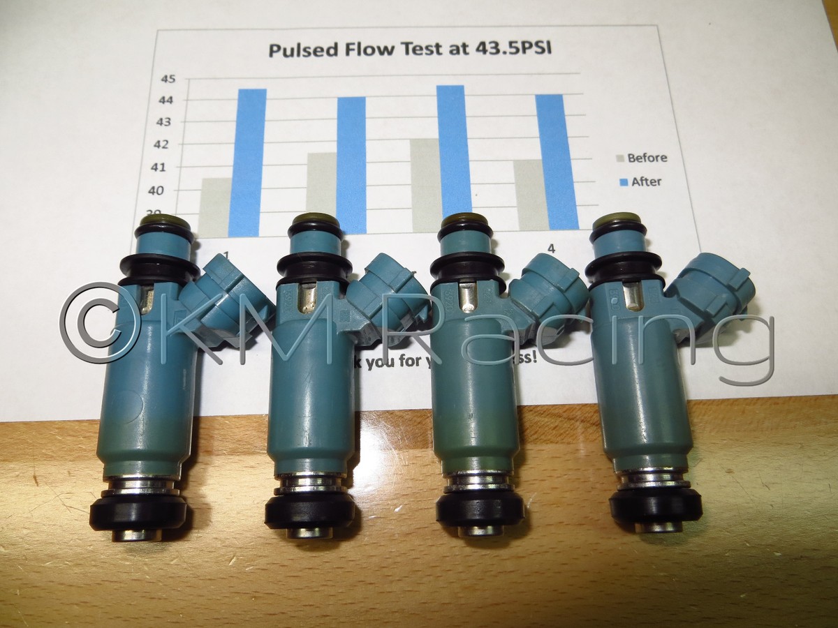 SUBARU INJECTOR ４本セット 4x Subaru WRX 02-05 Light Blue Fuel Injectors: 440cc - Flow Tested