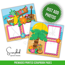 Hawaii Luau Scrapbook Beach Vacation 2 PRINTED Premade Scrapbook Quick Pages 70