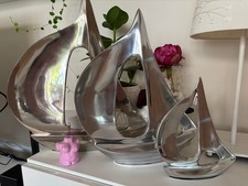21 cm CASABLANCA Modernes Design Segelboot Boot Yacht Aluminium Deko Vase