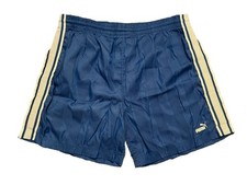 Vintage 90s Puma Running Soccer Nylon Shorts Size XL Striped Blue