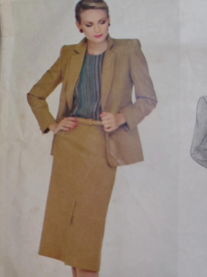 Blazer Jacket Skirt NO BLOUSE 16 Vogue 2405 Sewing Pattern VTG Christian Dior - Image 2 of 4