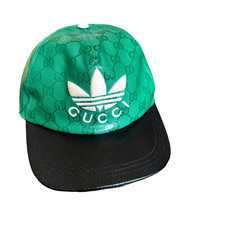 Gucci x Adidas GG Supreme Baseball Cap Hat Green Black Canvas Unisex Size M