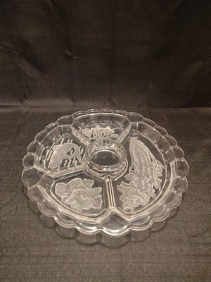 Vintage Benedict Proctor Etched Divided Dish  12'' Round (8)