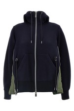 SACAI Sponge Green Black Cotton Hoodie New  Authentic