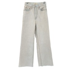 Levis Womens Dyed Raw Hem High Rise Ribcage Wide Leg Jeans Size 24 Light Wash