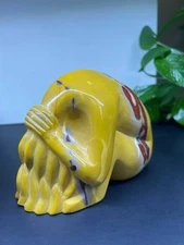 1pc Natural Yolk Stone Quartz Carved Skull Crystal Reiki Healing Decor