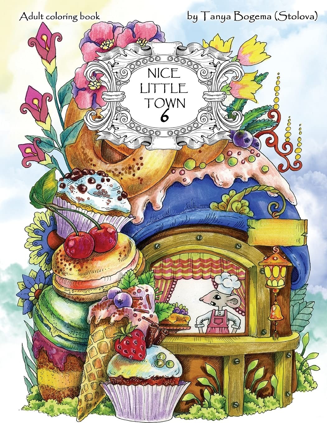 Nice Little Town: Adult Coloring Book (Stress Relieving Colori .
