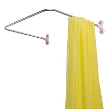 Curved Corner Shower Curtain Rod Wall Mounted U-Shaped Bathroom Curtain Hange...