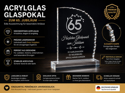 Pokal Gravur Cracked Edge personalisiert Ehrung Award Cup Sieger Acryltrophäe