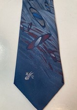 Don Loper Beverly Hills Tie Classic Made In USA Swan Geometric Blue Multicolors