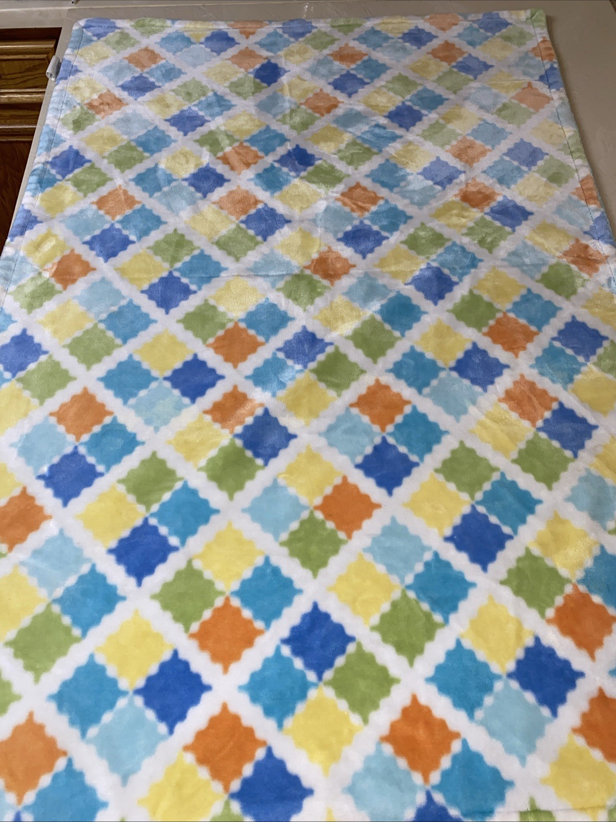 Little Miracle Baby Blanket Multi Colored  Diamond &Square Pattern Double Sided