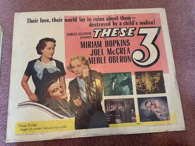 Vintage Movie Poster 1/2 SH ''These Three'' R54 Merle Oberon Joel McCrea