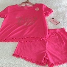 Juicy Couture Vibrant Pink Girls Sleep Set W/ Rhinestone Logo 7/8