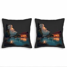 Set of 2 18x18in Throw Pillow Covers - Modern Lakeside Design