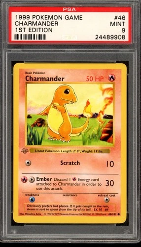 1999 Pokemon 1st Edition Base Charmander PSA 9 Mint
