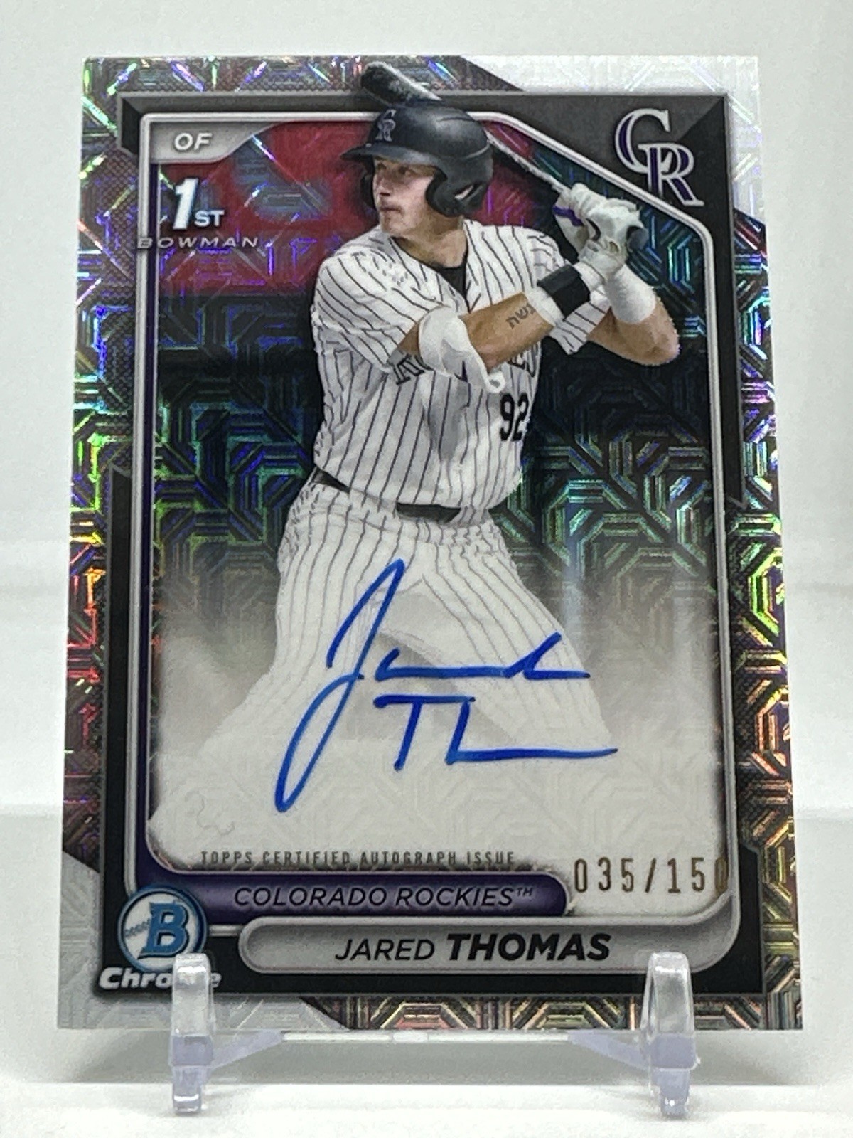 2024 Bowman Draft Jared Thomas Chrome Auto HTA Choice Refractor 1st #/150