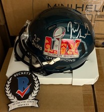 Josh Sweat SIGNED SUPER BOWL LIX CHAMPIONS MINI HELMET EAGLES 2.5 Sacks BECKETT