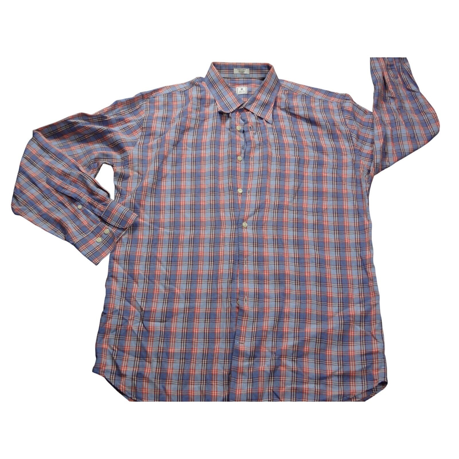 Peter Millar Shirt Mens XL Multicolor Plaid 100% Cotton Long Sleeve Button-Down