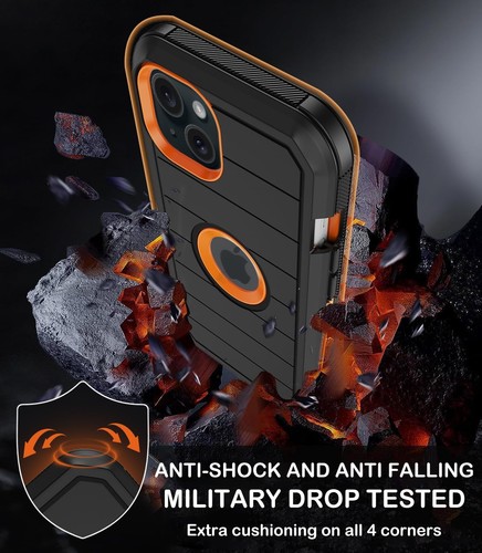 for iPhone 15 Plus Case with Belt Clip Holster,Built-in Screen Protector,Heav... - Picture 4 of 7